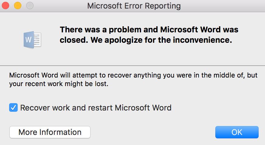 microsoft outlook for mac 2016 to many services error
